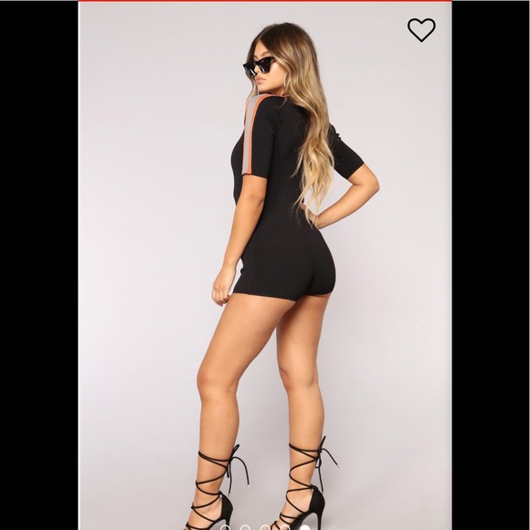 (L) Fashion Nova Black Racer Jasmine Romper - Picture 5 of 6